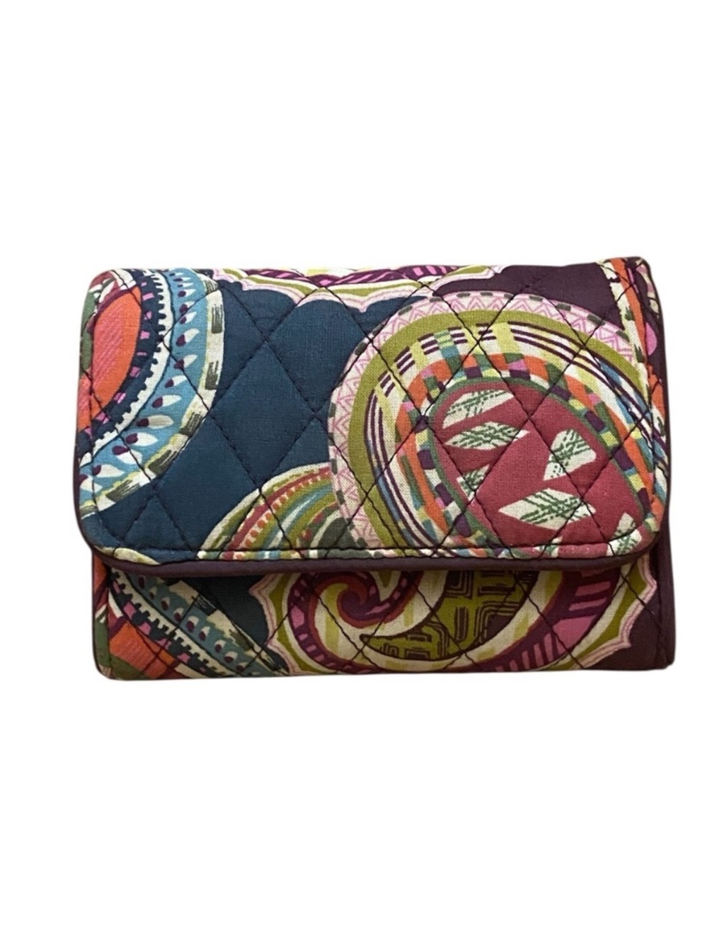 Vera Bradley RFID Womens Paisley Trifold Small Wallet Quilted Cotton